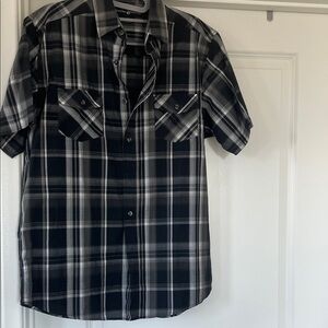 Beverly Hills Polo Club Black and Gray Plaid Shirt
